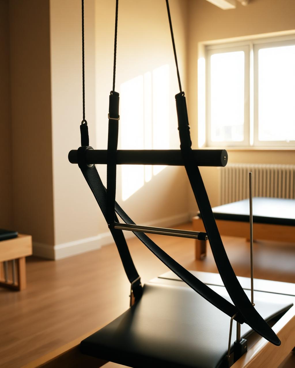 Reformer Pilates machine in the sunlit RESET Ruthin studio